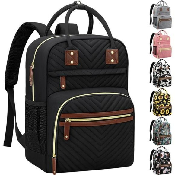 Large Diaper Bag Backpack Waterproof Baby Travel Bag Insulated Pockets Black - Picture 1 of 7